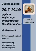 Vorschau - Arbeitsblätter - Stauffenberg-Attentat 20.7.1944: Quellenanalyse | LÖSUNGEN | Geschichte Klasse 12–13 - Deckblatt