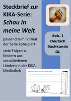 Vorschau - Arbeitsblätter - KIKA-Serie: "Schau in meine Welt" Steckbrief - passend für viele Folgen - Deckblatt