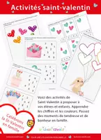 Aperçu - Feuilles d'exercices - Saint-valentin : reconnaître les chiffres et les couleurs - Page de couverture