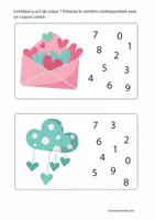 Aperçu - Feuilles d'exercices - Saint-valentin : reconnaître les chiffres et les couleurs - Page 2