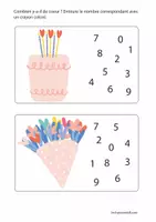 Aperçu - Feuilles d'exercices - Saint-valentin : reconnaître les chiffres et les couleurs - Page 3