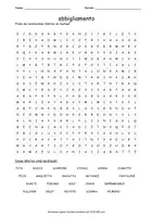 Vista previa - Hojas de trabajo - Cerca puzzle abbigliamento "Sopa de letras" italiano - Portada