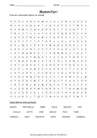 Vista previa - Hojas de trabajo - Cerca puzzle mammiferi "Sopa de letras" italiano - Portada