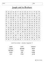 Vista previa - Unidades / Secuencias / Situaciones de Aprendizaje - Joseph and his brothers Printable Word Search Puzzle Religion Bible English / Inglés - página 1