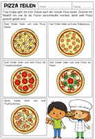 Vorschau - Arbeitsblätter - BRÜCHE - Pizza teilen (Arbeitsblatt) - Seite 1