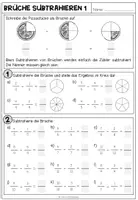 Vorschau - Arbeitsblätter - Subtraktion von Brüchen / Brüche subtrahieren – Bruchrechnung, Arbeitsblatt, Übungen, Aufgaben, Bruchzahlen, gleichnamige Brüche, ungleichnamige Brüche | Klasse 5, 6, Sekundarstufe - Seite 3