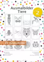 Vorschau - Mal- und Bastelvorlagen - Ausmalbilder Tiere 2 - Kunstunterricht - Deckblatt
