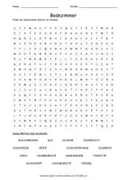 Vista previa - Hojas de trabajo - Suchsel Badezimmer "Sopa de letras" alemán - Portada