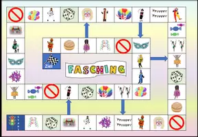 Vorschau - Spiele - Brettspiel / Spielplan "Fasching / Karneval" DaZ - Seite 1