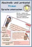 Vorschau - Aufgabenkarten - Abschreiben "Piraten" Sprache untersuchen Nomen, Verben, Adjektive - Deckblatt