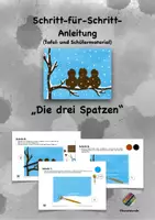Vorschau - Mal- und Bastelvorlagen - Die drei Spatzen - Schritt-für-Schritt-Anleitung - Deckblatt