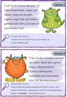 Vorschau - Aufgabenkarten - Abschreiben "Monster" Sprache untersuchen Nomen, Verben, Adjektive - Seite 1