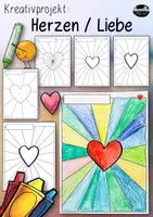 Aperçu - Matériel pour travaux manuels / dessin - Kreativprojekt: Herz mit Strahlen / Liebe - DaF DaZ Deutsch - Page de couverture