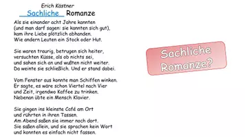Vorschau - Arbeitsblätter - Kästners Gedicht "Sachliche Romanze" - Deckblatt