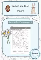 Vorschau - Arbeitsblätter - Rechenmalblatt | Zahlenraum 10 | Subtraktion | Ostern - Deckblatt