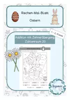 Vorschau - Arbeitsblätter - Rechenmalblatt | Zahlenraum 20 | Addition | Ostern - Deckblatt