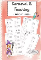Vorschau - Arbeitsblätter - Karneval/Fasching - 3-fach-differenzierte Leseübungen Wortebene - Klasse 1 - Deckblatt
