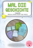 Vorschau - Mal- und Bastelvorlagen - Male die Geschichte (Leporello) Märchen, Fabel, Volkslied, Gedicht, Ballade - Deckblatt