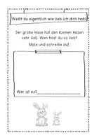 Vorschau - Arbeitsblätter - Arbeitsmaterial / Literaturprojekt zum Thema "Liebe - Gefühle" anhand des Buches "Weißt du eigentlich wie lieb ich dich hab?" Ostern, Deutsch, Lesen, Ethik, Hase, Osterhase, Lese-Mal-Blätter, Bilderbuch Unterrichtseinheit - Seite 2