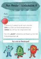 Vorschau - Arbeitsblätter - Wortschatzheft, Monster Wortschatzheft, Rechtschreibung - Deckblatt