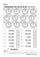 Vorschau - Arbeitsblätter - Uhrzeit ablesen und einzeichnen - Seite 1