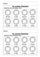 Vorschau - Arbeitsblätter - Uhrzeit ablesen und einzeichnen - Seite 3