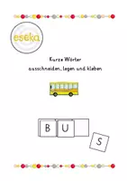 Vorschau - Arbeitsblätter - Kurze Wörter ausschneiden, legen und kleben - Deckblatt