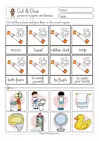 Aperçu - Apprentissages en autonomie - hygiene and beauty English cut & glue worksheets Anglais - Page 3