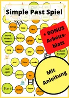 Vorschau - Arbeitsblätter - Simple Past Spiel + BONUS Arbeitsblatt - Deckblatt