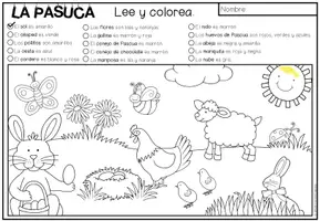 Vorschau - Arbeitsblätter - LA PASCUA (Ostern) - Lee y colorea (Lesen und Malen) - Seite 1