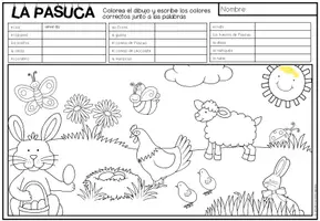 Vorschau - Arbeitsblätter - LA PASCUA (Ostern) - Lee y colorea (Lesen und Malen) - Seite 2