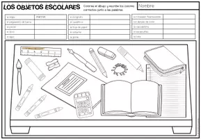 Vorschau - Arbeitsblätter - LOS OBJETOS ESCOLARES (Schulsachen) - Lee y colorea (Lesen und Malen) - Seite 2