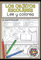 Vorschau - Arbeitsblätter - LOS OBJETOS ESCOLARES (Schulsachen) - Lee y colorea (Lesen und Malen) - Deckblatt