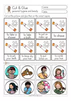 Vista previa - Unidades / Secuencias / Situaciones de Aprendizaje - personal hygiene and beauty vocabulary Cut & Glue English / Inglés worksheets - página 2