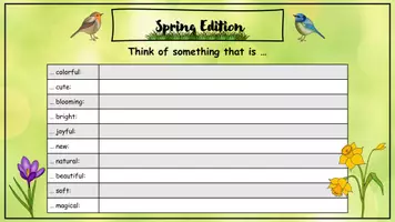 Vorschau - Arbeitsblätter - Spring - Think of sth. - Tablet oder analog - Seite 1