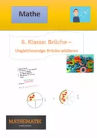 Vorschau - Präsentationen/Tafelbilder - Mathematik: Ungleichnamige Brüche addieren subtrahieren - Deckblatt