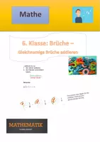 Vorschau - Präsentationen/Tafelbilder - Mathematik: Gleichnamige Brüche addieren subtrahieren - Deckblatt