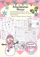 Aperçu - Feuilles d'exercices - Allemand - Feuilles d'exercices sur le thème de l'Hiver (Winter) - Deutsch Worksheets - Page de couverture