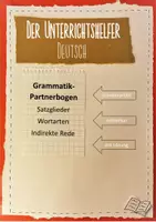 Vorschau - Arbeitsblätter - Grammatik Partnerbogen zu Wortarten, Satzglieder, indirekte Rede - Deckblatt