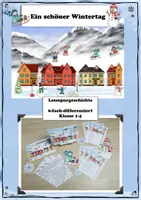 Vorschau - Stationenlernen - Bundle Lesespaziergang Lesespurgeschichte Winter Leseverständnis Lesen Klasse 1-4 - Seite 1
