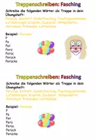 Vorschau - Aufgabenkarten - Treppenschreiben "Fasching" Alphabetisierung DaZ / Deutsch - Deckblatt