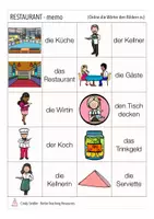 Vorschau - Spiele - im Restaurant / essen gehen Deutsch / DAZ Grundschule Merkspiel - Seite 1