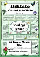 Vorschau - Stationenlernen - Texte Diktate Frühling Wissen Lesen Grundschule Klasse 2-4 Karteikarten - Deckblatt