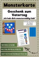 Vorschau - Mal- und Bastelvorlagen - Karte/Vatertagskarte Monster "Ich hab dich monstermäßig lieb!" - Deckblatt