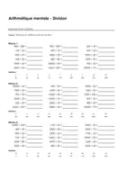 Aperçu - Feuilles d'exercices - Arithmétique mentale - Division - Exercices avec solutions - Page de couverture