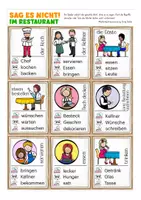 Aperçu - Jeux - im Restaurant Deutsch DAZ Wortschatz Sag es nicht! Spiel - Page 1