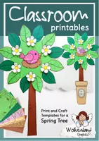 Vista previa - Manualidades / Dibujos para colorear - Árbol de primavera Plantilla de manualidades - Portada