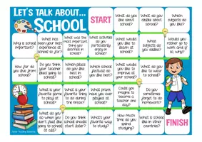 Aperçu - Jeux - Let´s talk about SCHOOL English boardgame speaking - Page 1
