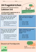 Vorschau - Arbeitsblätter - DaF - Deutsch - Frage/Antwortkärtchen - Linie A2.1. - Lektion 5-8 - Deckblatt