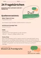 Vorschau - Arbeitsblätter - DaF - Deutsch - Frage/Antwortkärtchen - Linie A2.1. - Lektion 5-8 - Seite 1